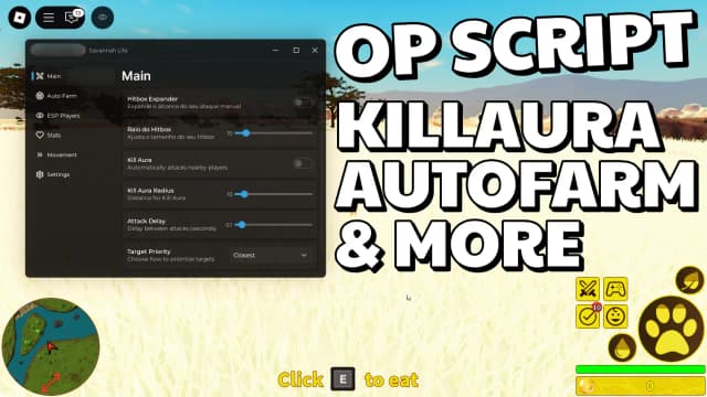 Thumbnail for Savannah Life Script | KillAura, Auto Farm, Hitbox Expander
